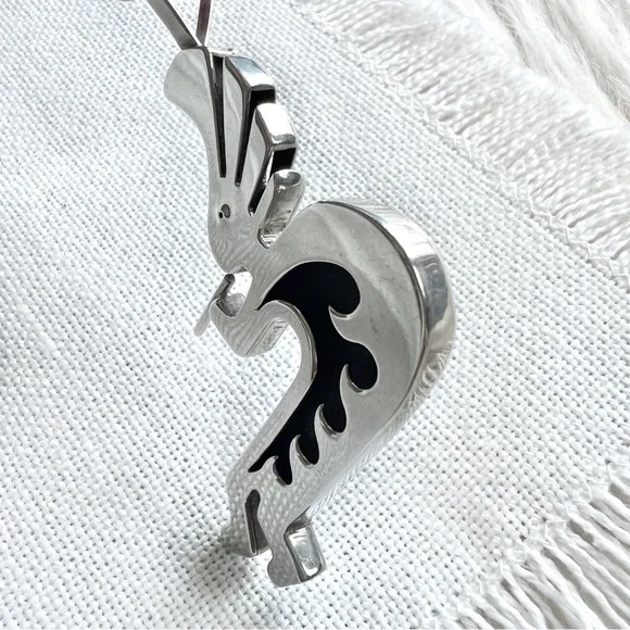 Vintage NATIVE Large Kokopelli Reversible Sterling Silver Southwestern Pendant - Picture 5 of 8